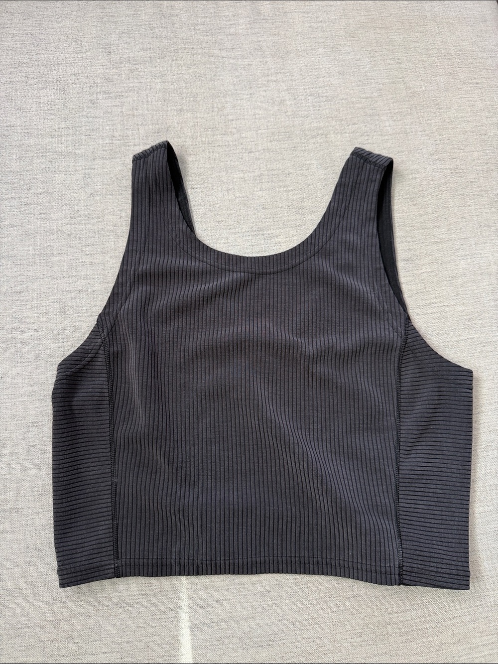 lululemon Softstreme Black Ribbed Scoop Crop Tank
